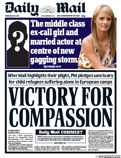 Daily Mail (UK) Newspaper Front Page for 5 May 2016