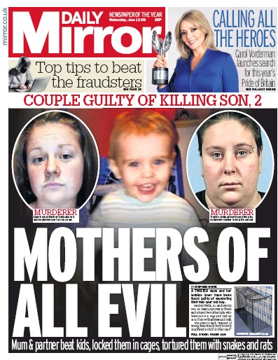 Daily Mirror (UK) Newspaper Front Page for 1 June 2016