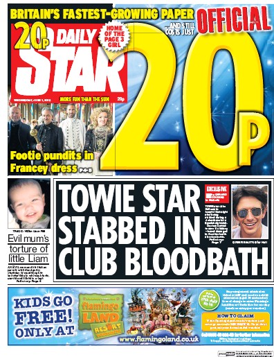 Daily Star (UK) Newspaper Front Page for 1 June 2016