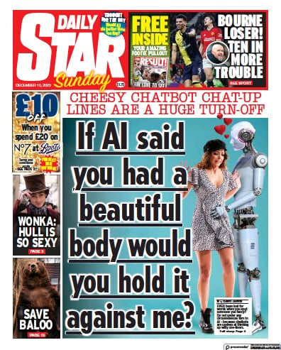 Daily Star Sunday Newspaper Front Page for 10 December 2023