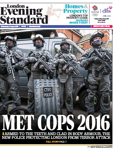 London Evening Standard (UK) Newspaper Front Page for 4 August 2016