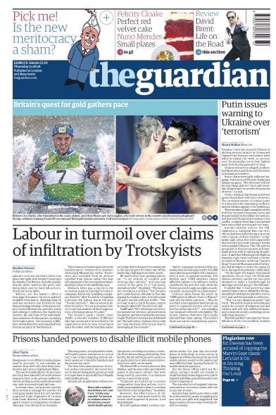 The Guardian (UK) Newspaper Front Page for 11 August 2016