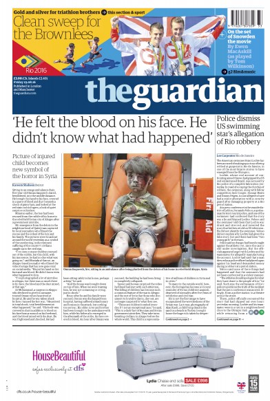The Guardian (UK) Newspaper Front Page for 19 August 2016