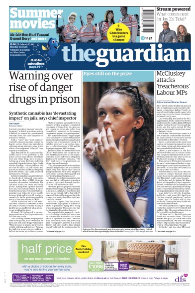 The Guardian (UK) Newspaper Front Page for 2 May 2016
