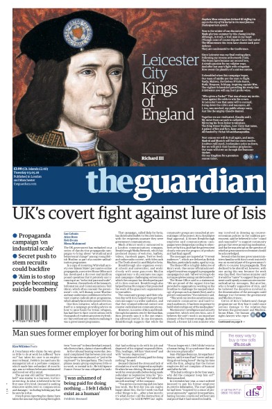 The Guardian (UK) Newspaper Front Page for 3 May 2016