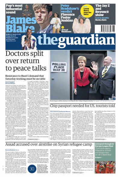 The Guardian (UK) Newspaper Front Page for 6 May 2016