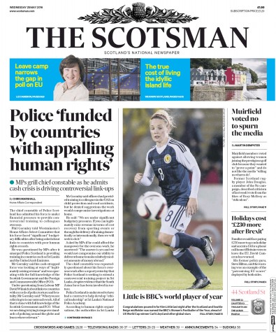 The Scotsman (UK) Newspaper Front Page for 25 May 2016