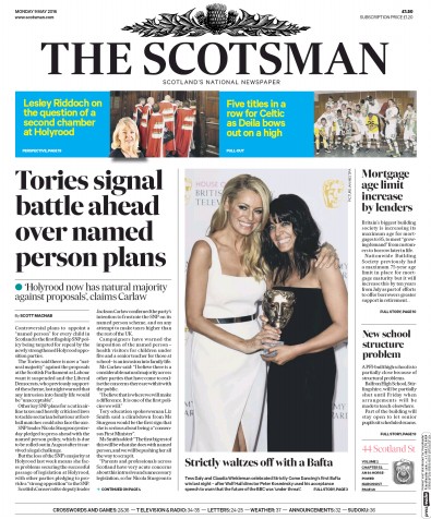 The Scotsman (UK) Newspaper Front Page for 9 May 2016