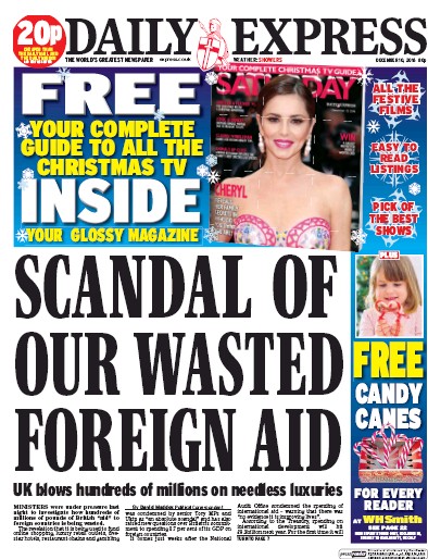Daily Express Newspaper Front Page for 10 December 2016