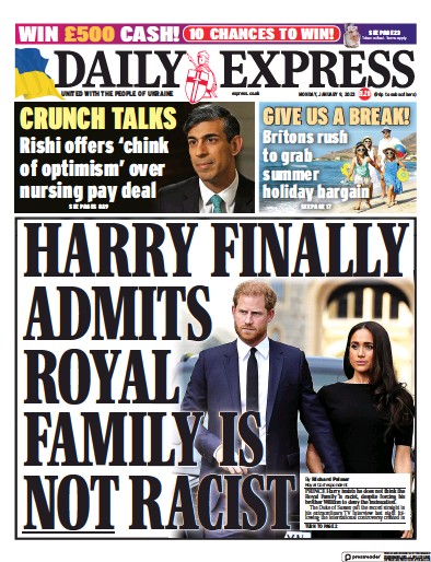 Daily Express (UK) Newspaper Front Page for 10 January 2023