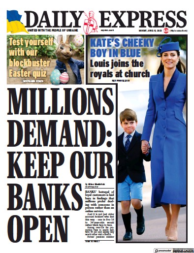 Daily Express (UK) Newspaper Front Page for 10 April 2023