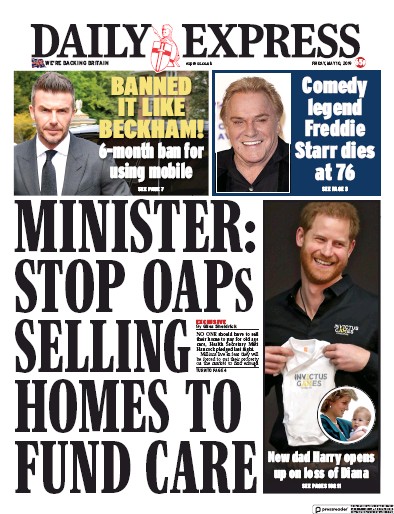 Daily Express Newspaper Front Page for 10 May 2019