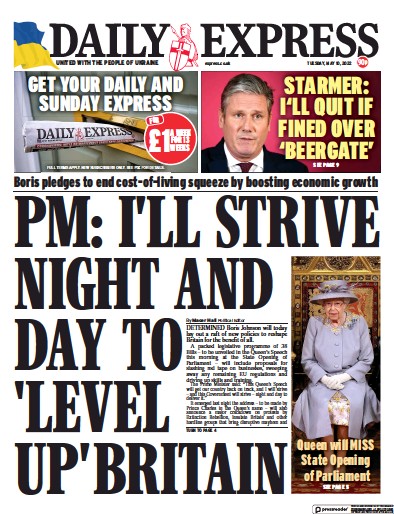 Daily Express (UK) Newspaper Front Page for 10 May 2022