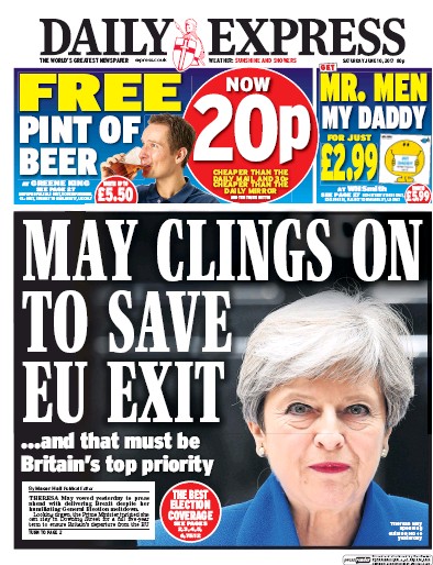 Daily Express Newspaper Front Page for 10 June 2017