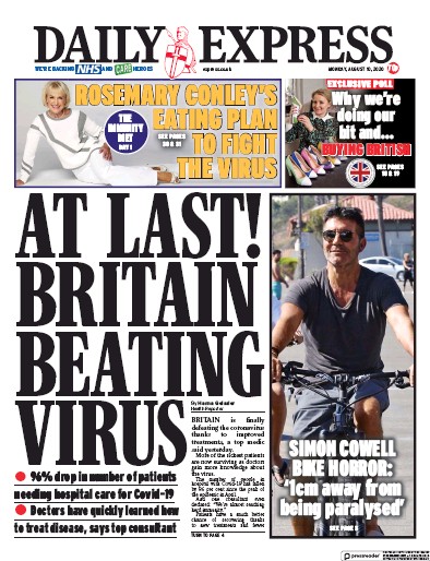 Daily Express Newspaper Front Page for 10 August 2020