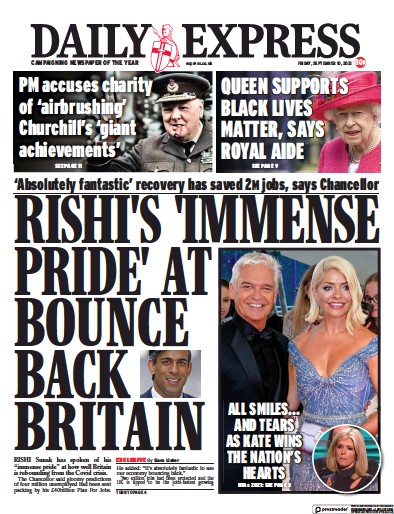 Daily Express (UK) Newspaper Front Page for 10 September 2021