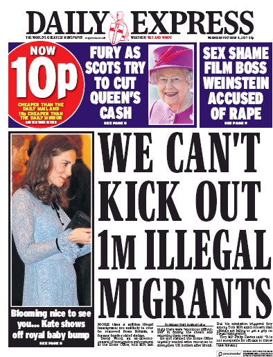 Daily Express Newspaper Front Page for 11 October 2017