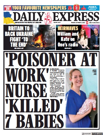 Daily Express (UK) Newspaper Front Page for 11 October 2022