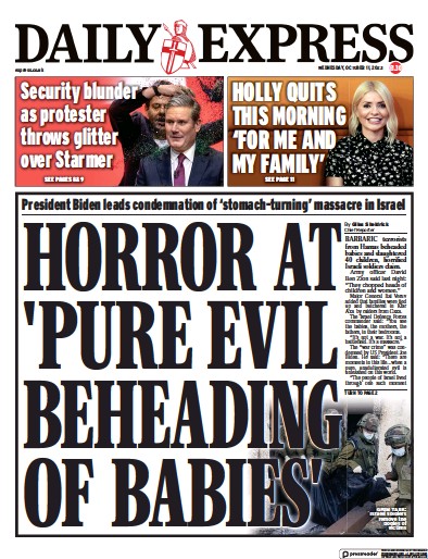 Daily Express (UK) Newspaper Front Page for 11 October 2023
