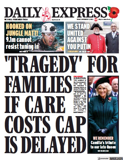 Daily Express (UK) Newspaper Front Page for 11 November 2022