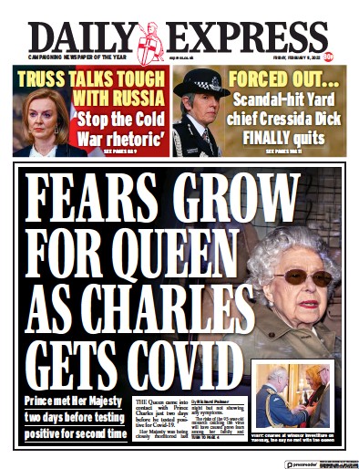 Daily Express (UK) Newspaper Front Page for 11 February 2022
