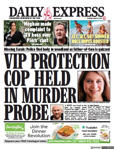Daily Express (UK) Newspaper Front Page for 11 March 2021