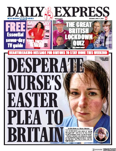 Daily Express (UK) Newspaper Front Page for 11 April 2020
