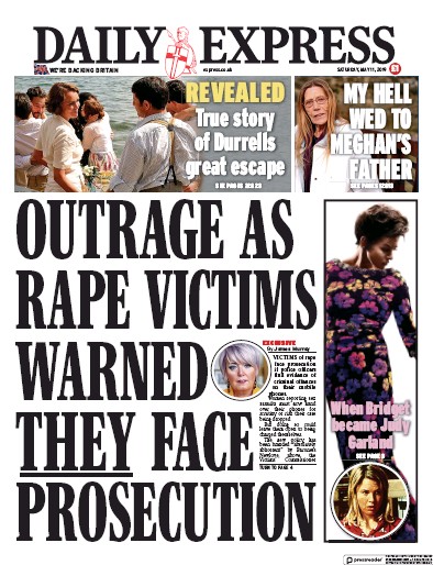 Daily Express Newspaper Front Page for 11 May 2019