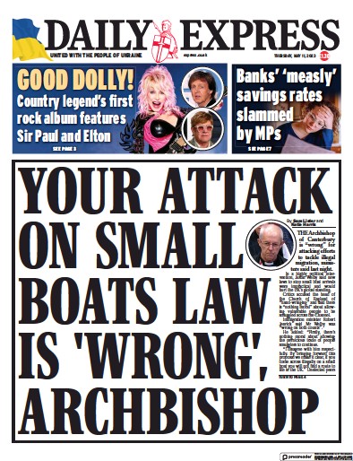 Daily Express (UK) Newspaper Front Page for 11 May 2023