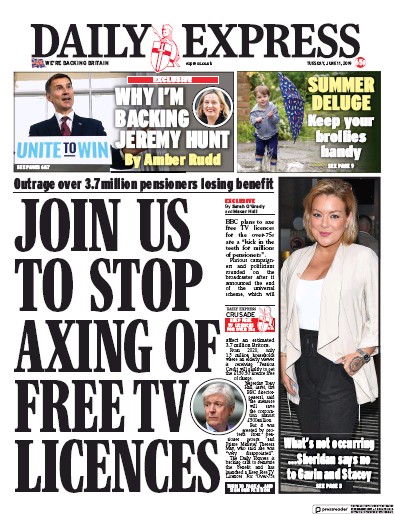 Daily Express (UK) Newspaper Front Page for 11 June 2019