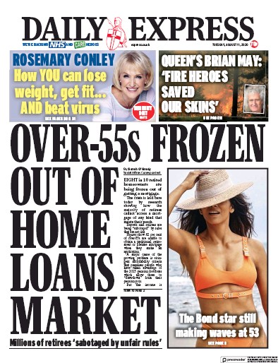 Daily Express Newspaper Front Page for 11 August 2020