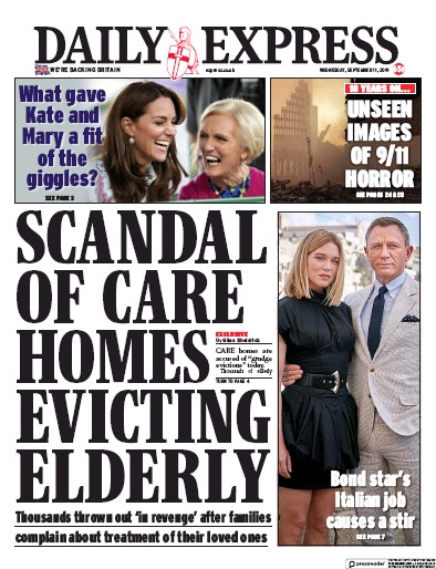 Daily Express Newspaper Front Page for 11 September 2019