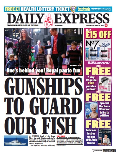 Daily Express Newspaper Front Page for 12 December 2020