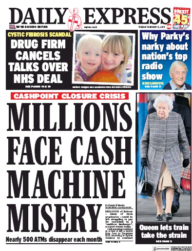 Daily Express (UK) Newspaper Front Page for 12 February 2019