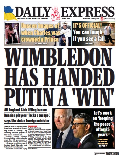 Daily Express (UK) Newspaper Front Page for 12 April 2023