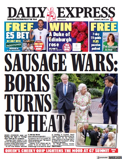 Daily Express (UK) Newspaper Front Page for 12 June 2021