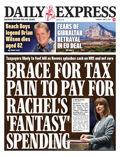 Daily Express (UK) Newspaper Front Page for 12 June 2025