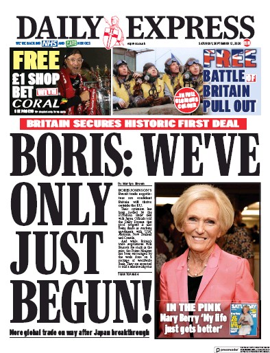 Daily Express Newspaper Front Page for 12 September 2020