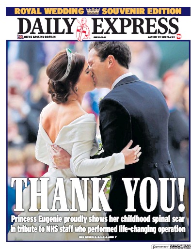 Daily Express Newspaper Front Page for 13 October 2018
