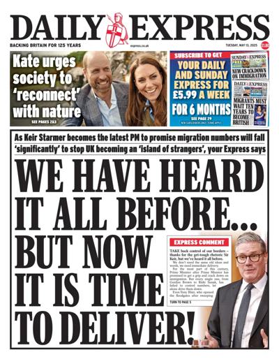 Daily Express (UK) Newspaper Front Page for 13 May 2025