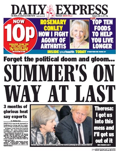 Daily Express (UK) Newspaper Front Page for 13 June 2017