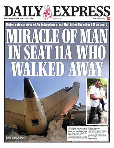 Daily Express (UK) Newspaper Front Page for 13 June 2025