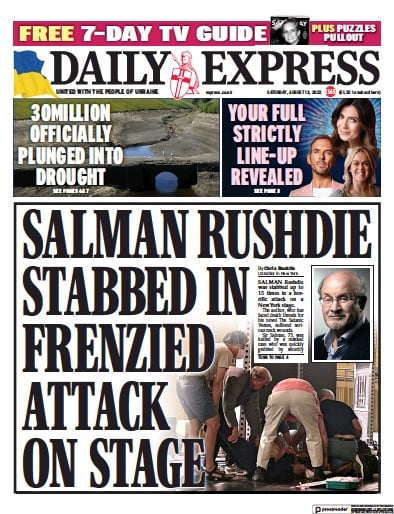 Daily Express (UK) Newspaper Front Page for 13 August 2022