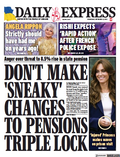 Daily Express (UK) Newspaper Front Page for 13 September 2023