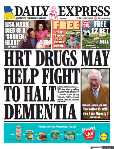 Daily Express (UK) Newspaper Front Page for 14 January 2023