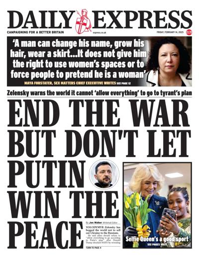 Daily Express (UK) Newspaper Front Page for 14 February 2025