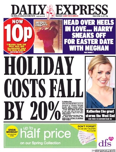 Daily Express Newspaper Front Page for 14 April 2017