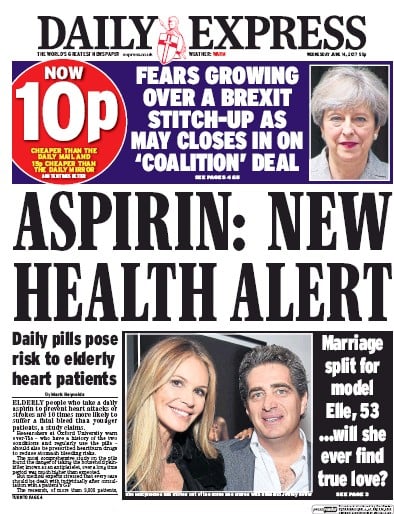 Daily Express (UK) Newspaper Front Page for 14 June 2017