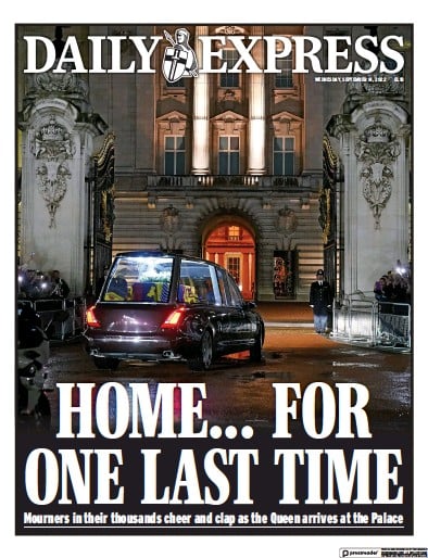 Daily Express (UK) Newspaper Front Page for 14 September 2022