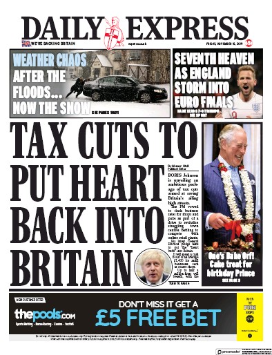 Daily Express (UK) Newspaper Front Page for 15 November 2019